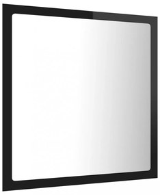 magasfényű fekete akril LED-es fürdőszobatükör 40x8,5x37cm