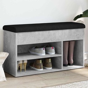 betonszürke szerelt fa cipőtároló pad 82 x 32 x 45,5 cm