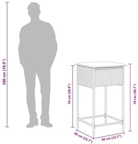 2 db világosszürke polyrattan kerti bárszék párnával