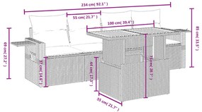 5 részes szürke polyrattan kerti ülőgarnitúra párnákkal