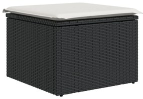 7 darabos kerti kanapészett párnákkal barna poli rattan, 2 személyes kerti kanapé párnákkal fekete poli rattan