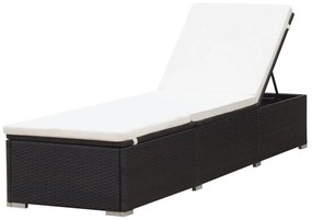 Barna polyrattan napozóágy párnával