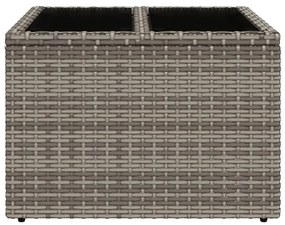 szürke polyrattan üveglapos kerti asztal 55 x 55 x 37 cm