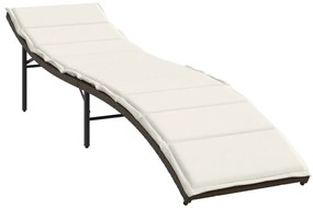 Barna polyrattan napozóágy párnával 55x199x50 cm