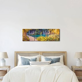 Kép - Plitvicei-tavak, Horvátország (órával) (90x30 cm)