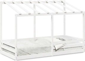 vidaXL fehér tömör fenyőfa gyerekágy tetővel 90 x 200 cm
