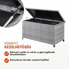 RICCO polyrattan tárolódoboz, 117x53x60cm, szürke Casaria