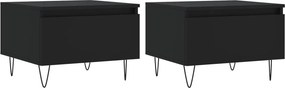 vidaXL 2 db fekete szerelt fa dohányzóasztal 50 x 46 x 35 cm
