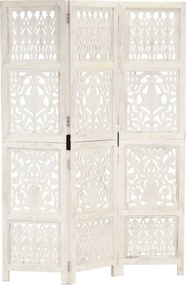 vidaXL 3-paneles fehér mangófa kézzel faragott térelválasztó 120x165cm