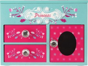 PRINCESS ékszerdoboz tükörrel, rózsaszín/kék