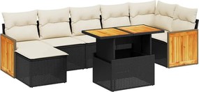 vidaXL 8 részes fekete polyrattan kerti ülőgarnitúra párnákkal
