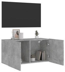 betonszürke falra szerelhető TV-szekrény 80 x 30 x 41 cm