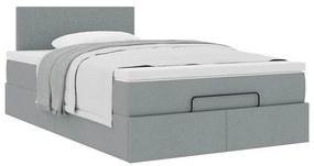 Ottomán ágy matraccal világosszürke 120x190 cm szövet