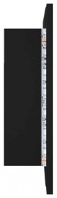fekete akril LED-es fürdőszobaszekrény tükörrel 60x12x45 cm