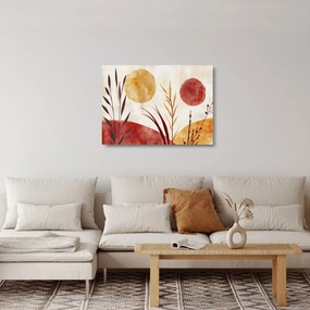 Üveg kép - Növények és körök (70x50 cm)