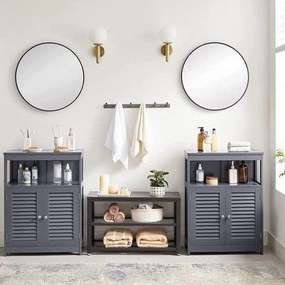 Tárolószekrény, szekrény lamellás ajtókkal és állítható polccal, szürke