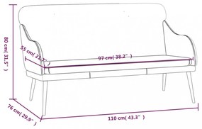 fekete műbőr pad 110 x 76 x 80 cm