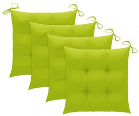 3 db tömör tíkfa kerti szék élénkzöld párnával