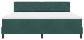 Boxspring Ágy Matrac &amp; LED Sötét Zöld 180x200 cm Bársonyos
