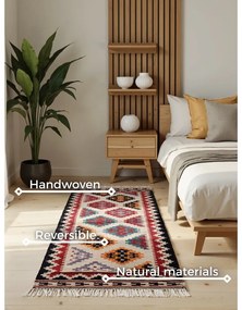 Piros kétoldalas kézi szövésű gyapjú futószőnyeg 60x190 cm Kamal Kian – Nouristan