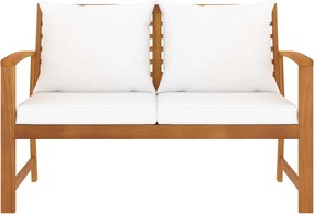 vidaXL tömör akácfa kerti pad krémszínű párnával 120 cm