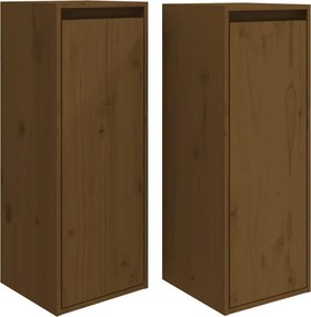 vidaXL 2 darab mézbarna tömör fenyőfa faliszekrény 30 x 30 x 80 cm