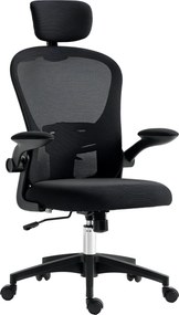 Vinsetto Hálós Forgós Irodai Szék Magas Hátú Irodai Szék Állítható Fejtámlával, Deréktámasz, 4D Összecsukható Karfával, Állítható Magasság 62x64x112-1