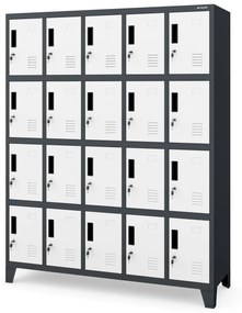 Rekeszes szekrény ROBERT, 1360 x 1720 x 450 mm, antracit-fehér