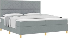 vidaXL Boxrugós ágy matracmal Világosszürke 200 x 200 cm szövet