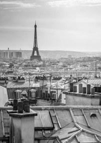 Poszter 29,7x42cm Az Eiffel-torony a Montmartre-i lakás ablakán keresztül látható,