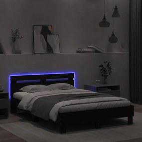 fekete ágykeret fejtámlával és LED-del 120 x 190 cm