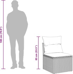 vidaXL Kerti Kanapé Szett párnával tárolóval 7 pcs Fekete polirattan