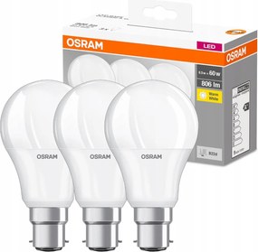 3x Led izzó B22d A60 8,5W 60W 806lm 2700K Meleg 360° Osram