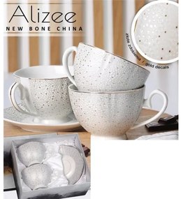 Alizee porceláncsésze+alj, 260ml, 2 személyes, dobozban