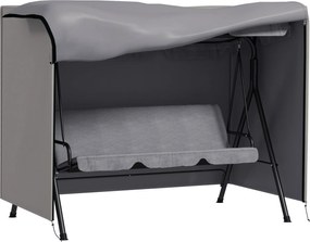 Outsunny Hollywood Swing Védőtakara 3 Személyes, Vízlepergető Télálló Védőborító Kerti Hintaágyhoz, UV-álló Ponyva, Szakadásálló 600D Oxford Szövet, 2