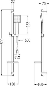 Mexen DQ45 csúsztatható zuhanykészlet, króm - 785454581-00