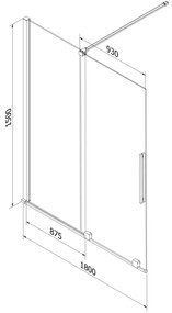 Mexen Velar, 2 szárnyas eltolható kádparaván 180 x 150 cm, 8mm átlátszó üveg, fekete matt, 896-180-000-01-70