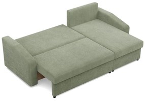 Zeus sarokkanapé, 2 ágyneműtartóval, döntött kartámasz, kordbársony, univerzális oldal, hab töltet, zöld