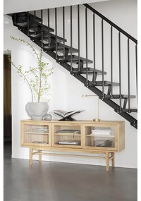 Natúr színű tálalószekrény tolóajtóval, tölgyfa dekorral 170x75 cm Hazelton – Rowico