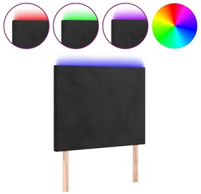 fekete bársony LED-es fejtámla 90x5x118/128 cm