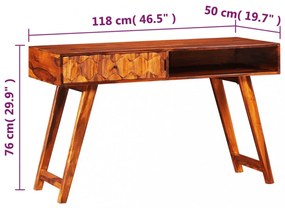 tömör kelet-indiai rózsafa íróasztal 118 x 50 x 76 cm
