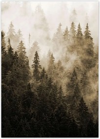 Poszterek 50x70 Tájkép Szépia Hegyek Köd