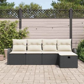 Kerti Kanapé Szett 5 pcs Fekete és krémszínű 234 x 117 x 85 cm