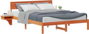 vidaXL Ágykeret fejtámlával Faggyú barna 150 x 200 cm Tömör fenyőfa