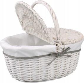 Fehér Fonott Piknikkosár Anyaggal 40x30x20/40 cm