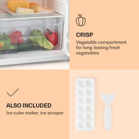 Klarstein Spitzbergen Uni, kombinált hűtőszekrény, 91 liter, E energiahatékonysági osztály, fekete