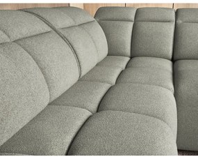 Szürkészöld buklé kinyitható-tárolóhelyes sarokkanapé (bal oldali-L alakú) Falconn – ELTAP