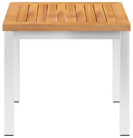 vidaXL tömör akácfa és rozsdamentes acél kerti kisasztal 45x45x38 cm
