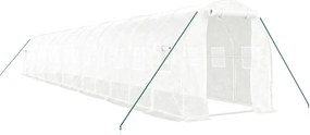 vidaXL fehér acélvázas melegház 28 m² 14 x 2 x 2 m