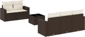 vidaXL 6 részes barna polyrattan kerti ülőgarnitúra párnával